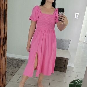 Amazon Pink Puff Sleeve Sundress